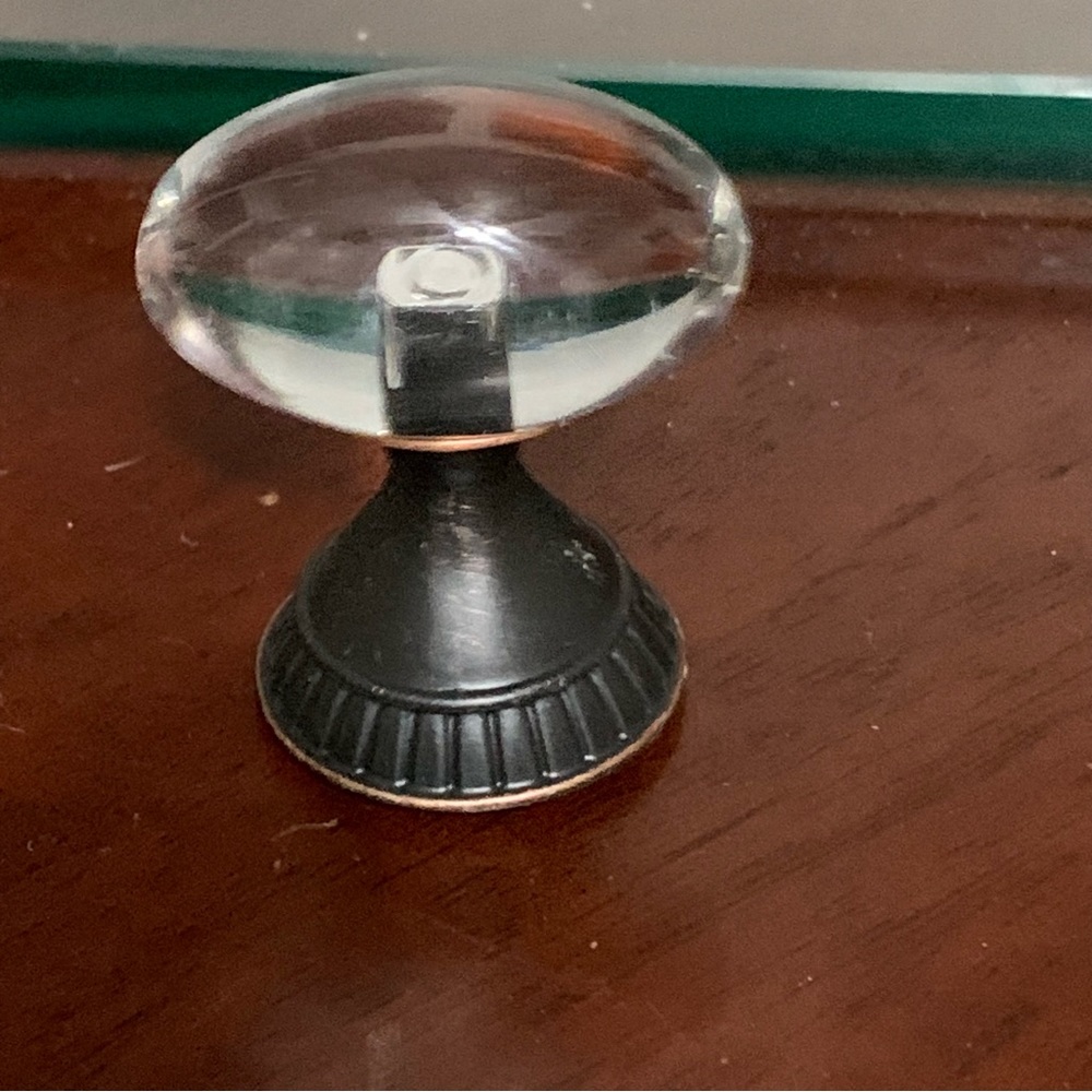 Oblong Clear and Metal Drawer Pull